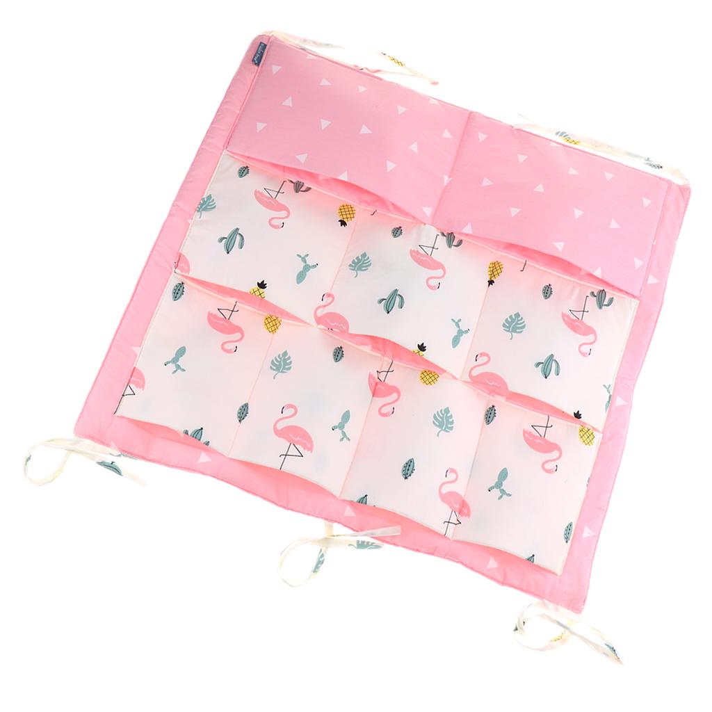 Baby Cot Bed Crib Nursery Hanging Storage Organizer Bag Pink Flamingo