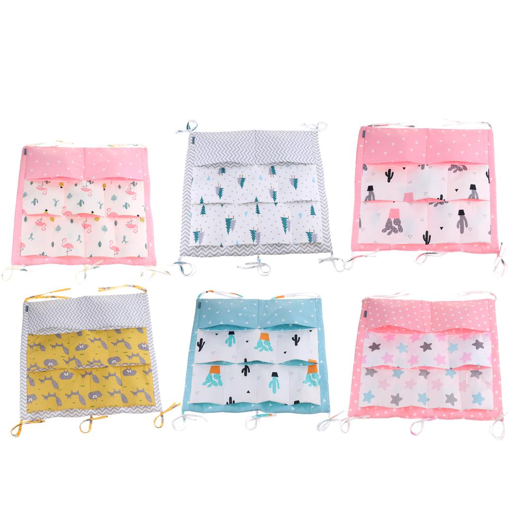 Baby Cot Bed Crib Nursery Hanging Storage Organizer Bag Pink Flamingo