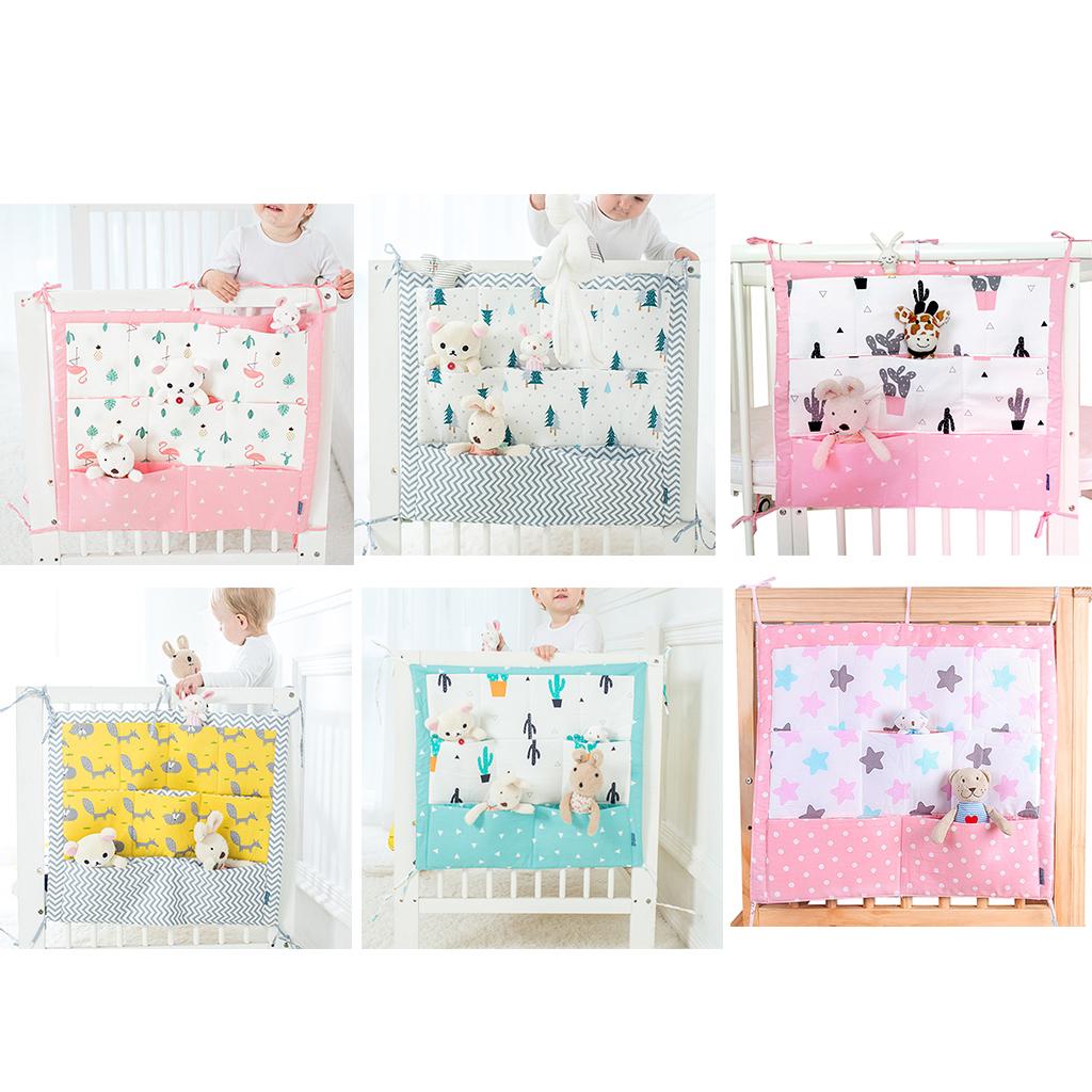 Baby Cot Bed Crib Nursery Hanging Storage Organizer Bag Pink Flamingo