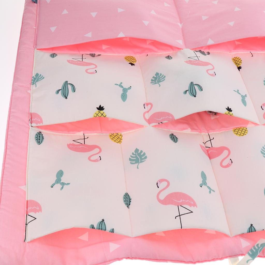 Baby Cot Bed Crib Nursery Hanging Storage Organizer Bag Pink Flamingo