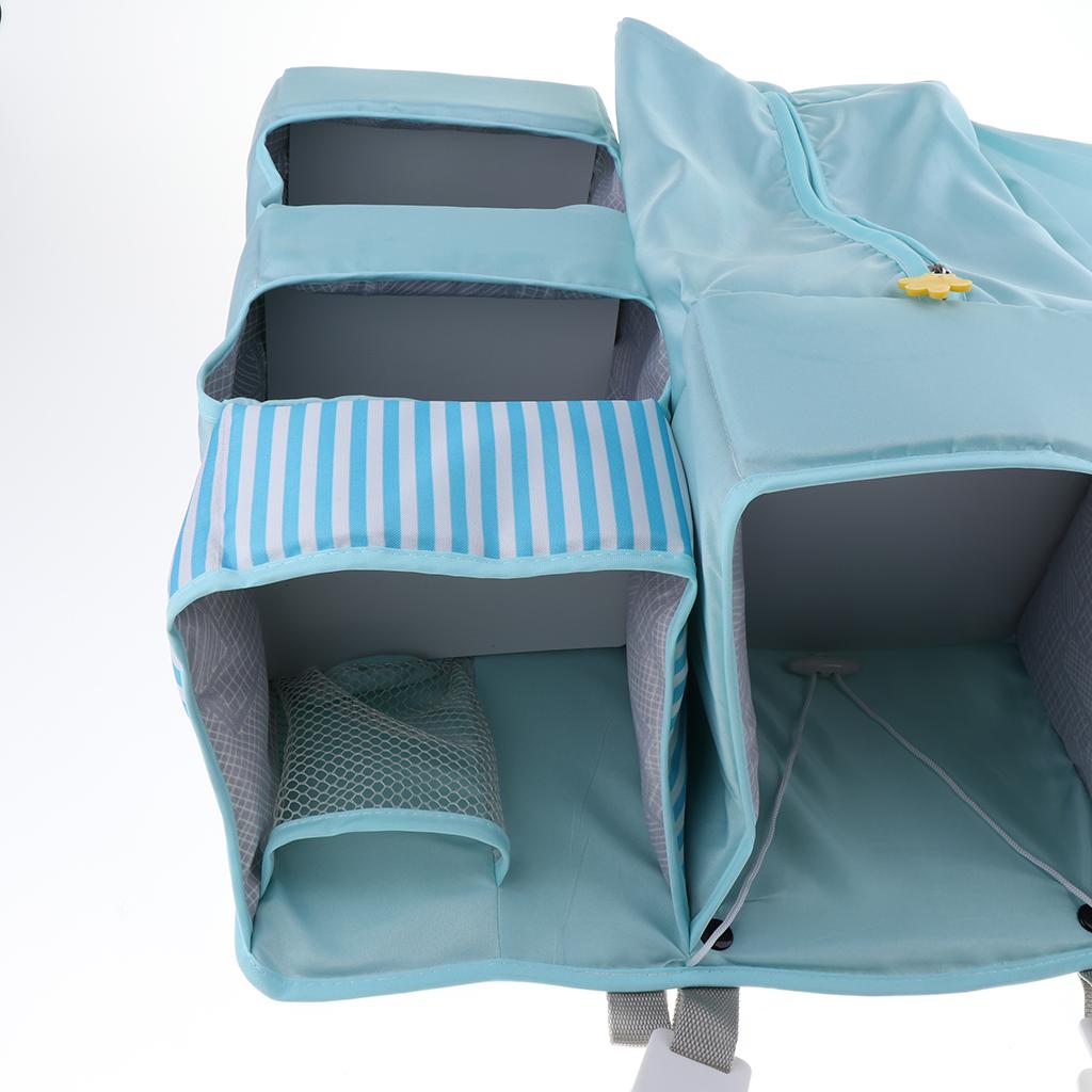 Multi-Functional Crib Hanging Storage Bag Bedside Organizer for Newborn Blue