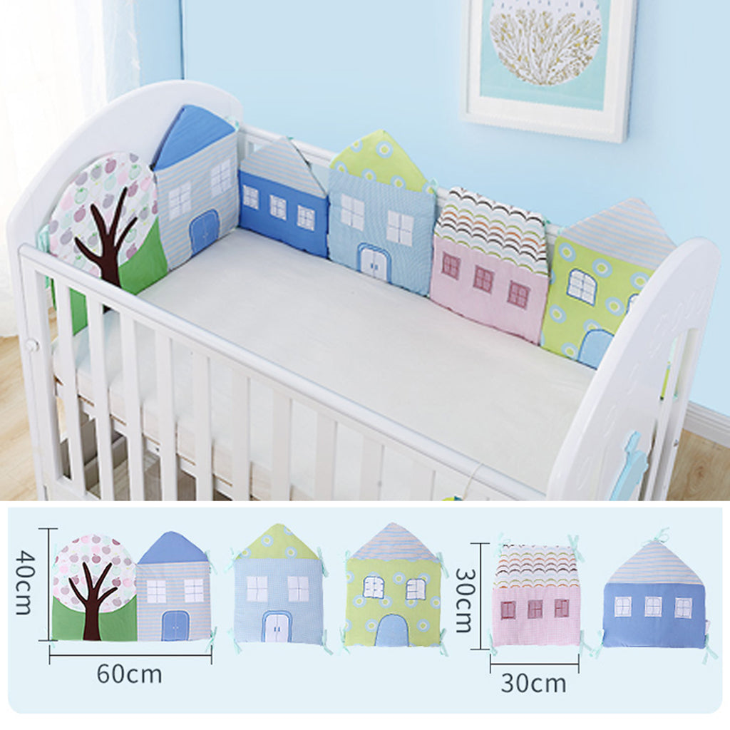 Cotton Baby Crib Bumpers Breathable Cradle Bedding Bumper Pads Cushions 6 PCS, Toddlers Safety Bed Proctector
