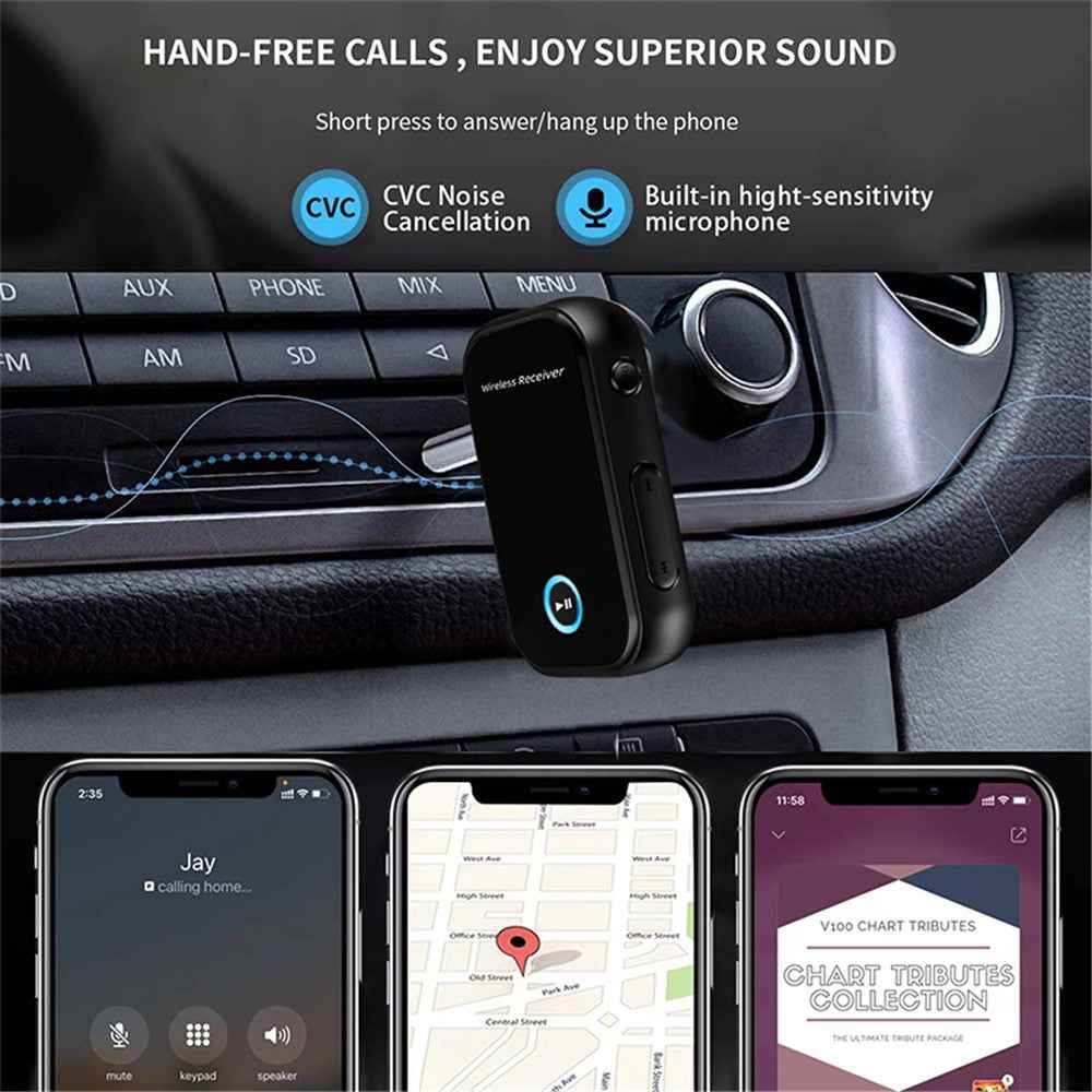 BT15 AUX Car Bluetooth-compatible 5.0 Audio Receiver Noise Reduction Bluetooth-compatible Call Adapter
