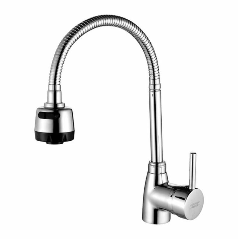 Kitchen Faucet Anti-splash Head Wash Basin Sink Universal Rotatable Faucet Full Copper Joint, Style:Cold Water+50 cm Tube