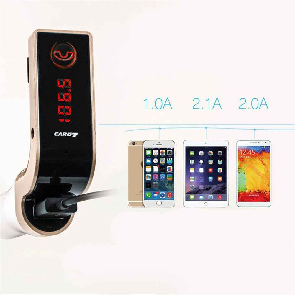 G7 Smart Car Bluetooth-compatible MP3 Player FM Transmitter USB Car Charger Hands-free Car Kit - Gold
