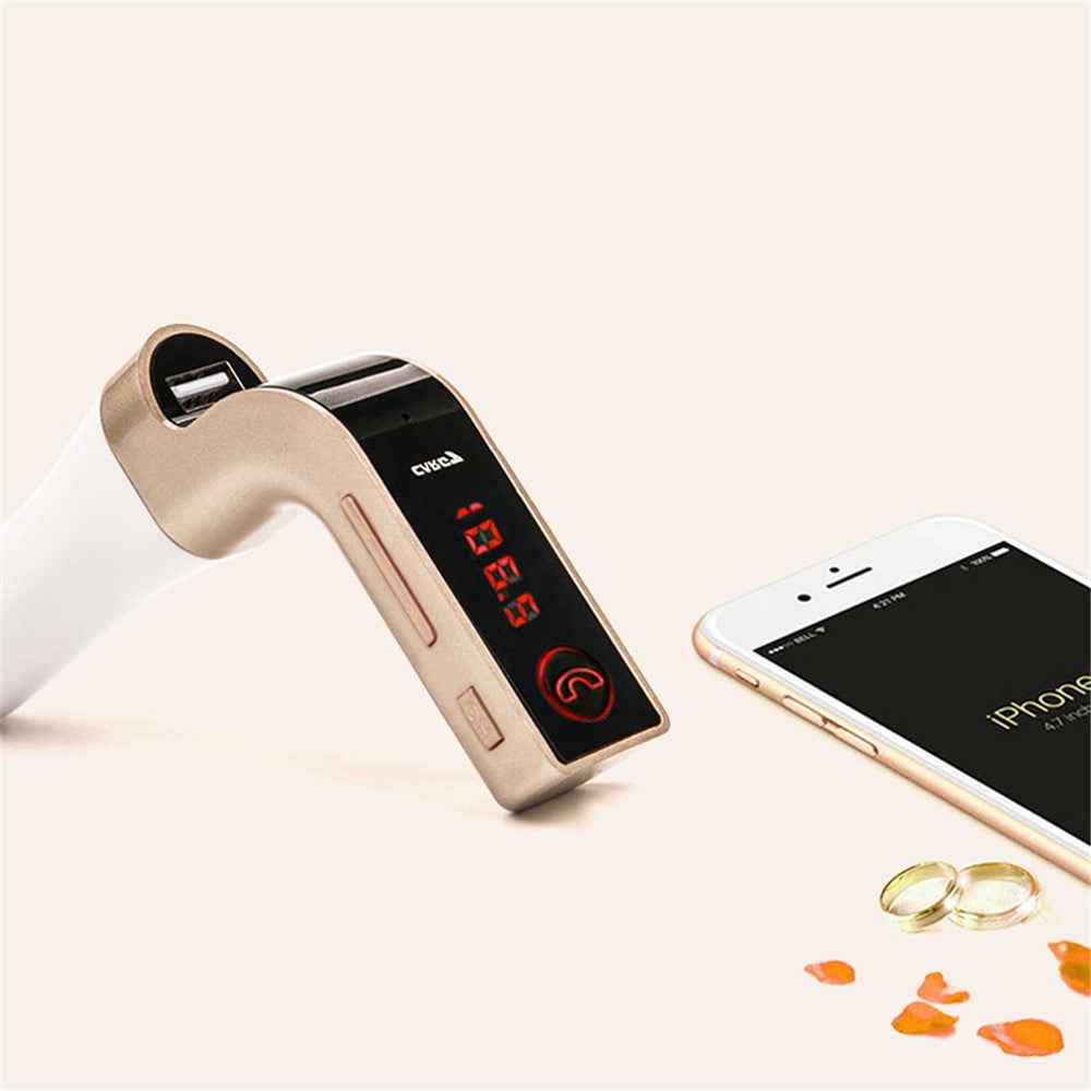 G7 Smart Car Bluetooth-compatible MP3 Player FM Transmitter USB Car Charger Hands-free Car Kit - Gold