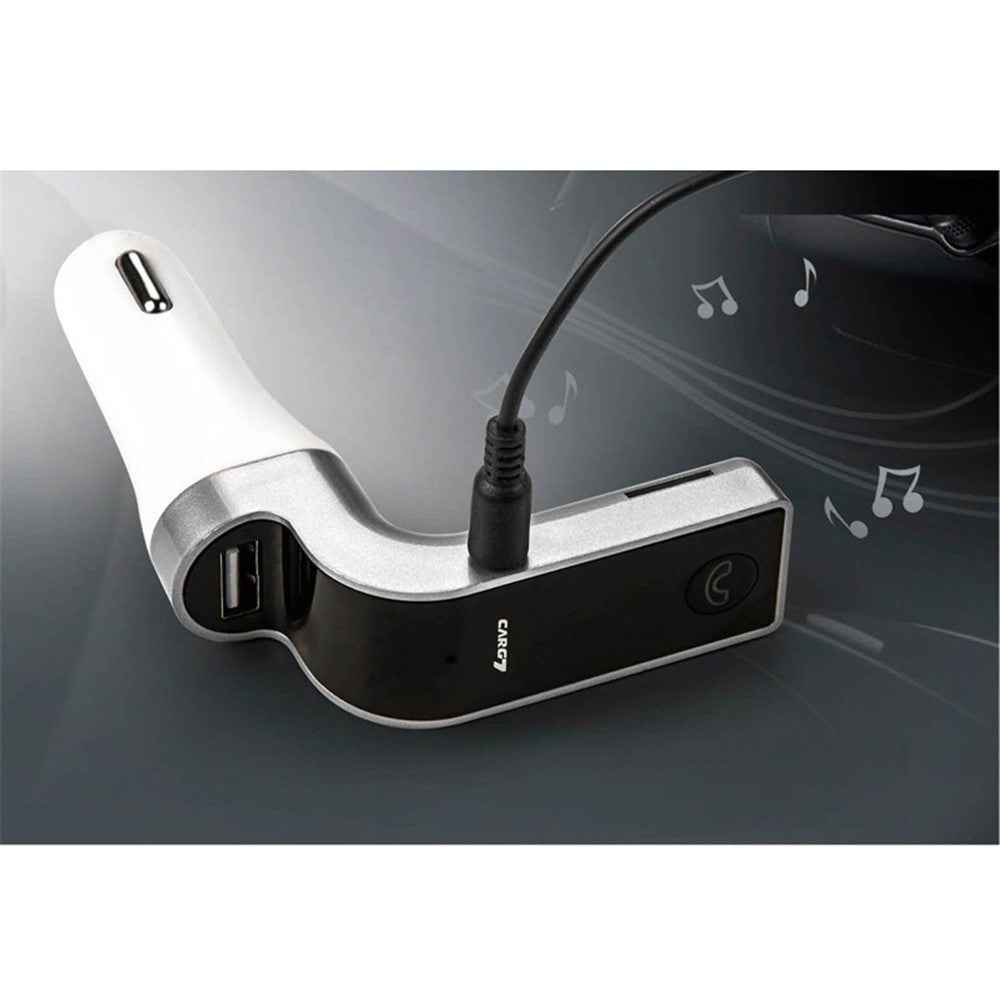 G7 Smart Car Bluetooth-compatible MP3 Player FM Transmitter Hands-free Car Kit USB Car Charger - Silver