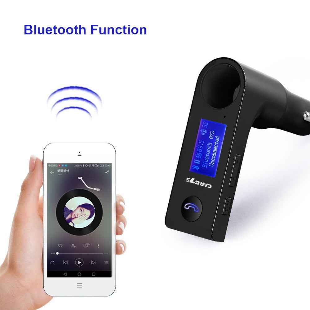 G7S Car Bluetooth-compatible Kit FM Transmitter MP3 Player Dual USB Car Charger with Cigarette Lighter Port - Black