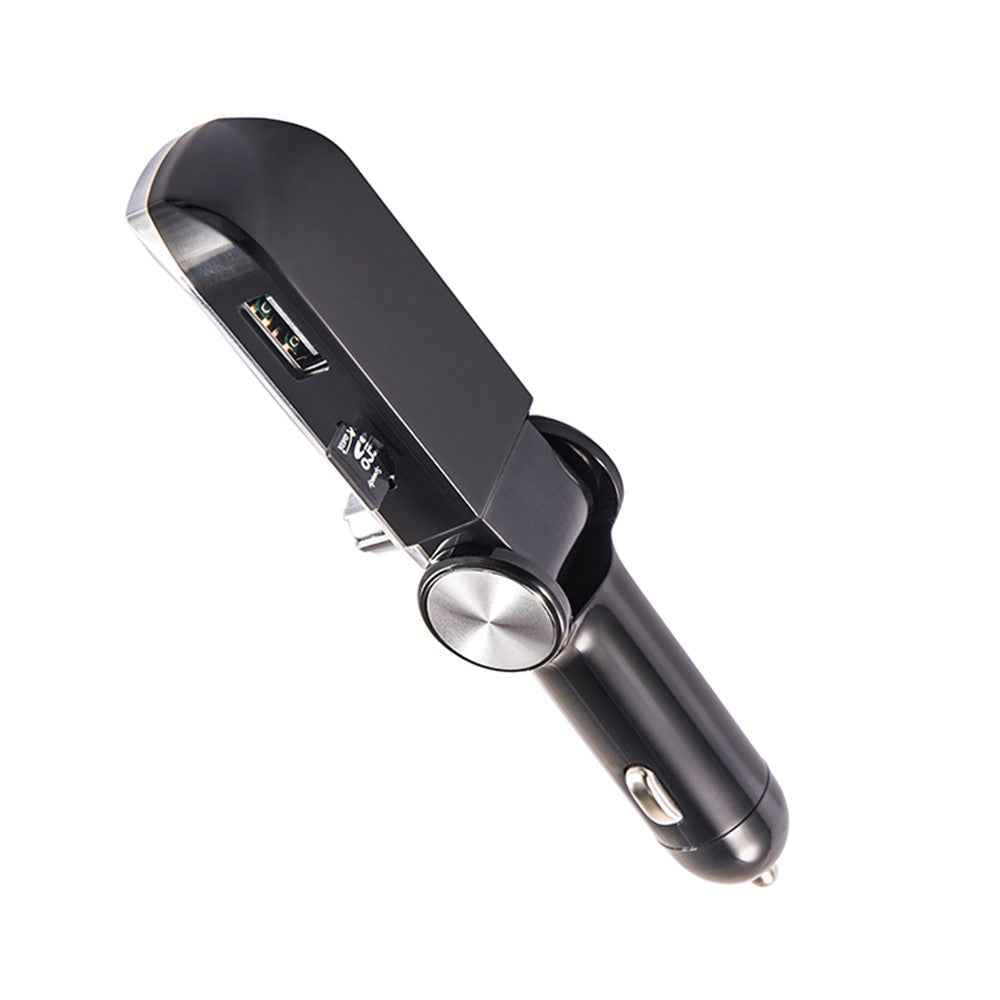 AB Foldable Car Bluetooth-compatible Kit FM Transmitter MP3 Player USB Car Charger - Black