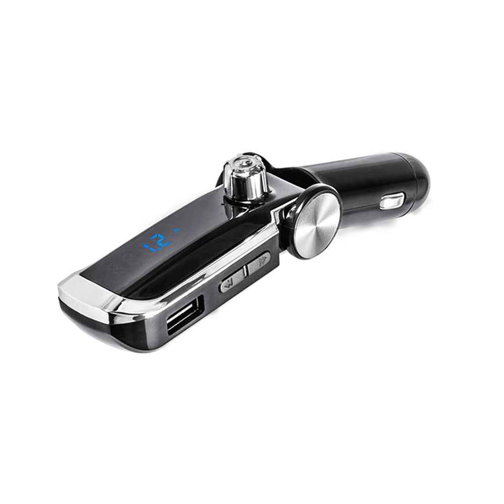 AB Foldable Car Bluetooth-compatible Kit FM Transmitter MP3 Player USB Car Charger - Black