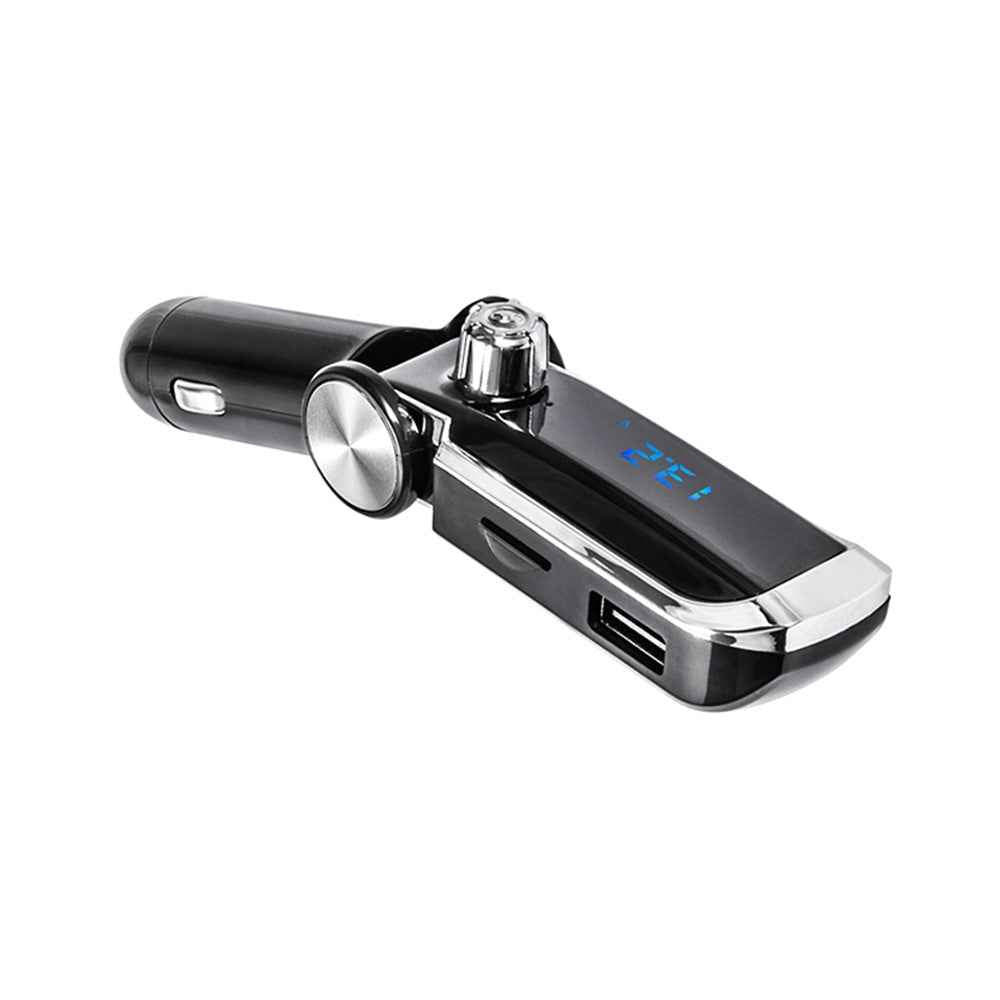 AB Foldable Car Bluetooth-compatible Kit FM Transmitter MP3 Player USB Car Charger - Black