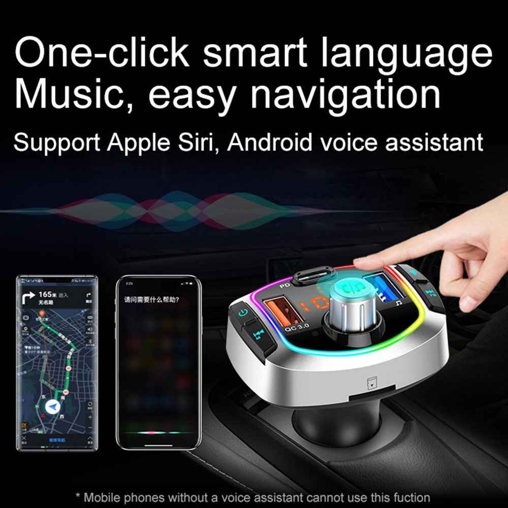Multifunction Bluetooth-compatible Car FM Transmitter MP3 Player PD+QC3.0 Car Charger
