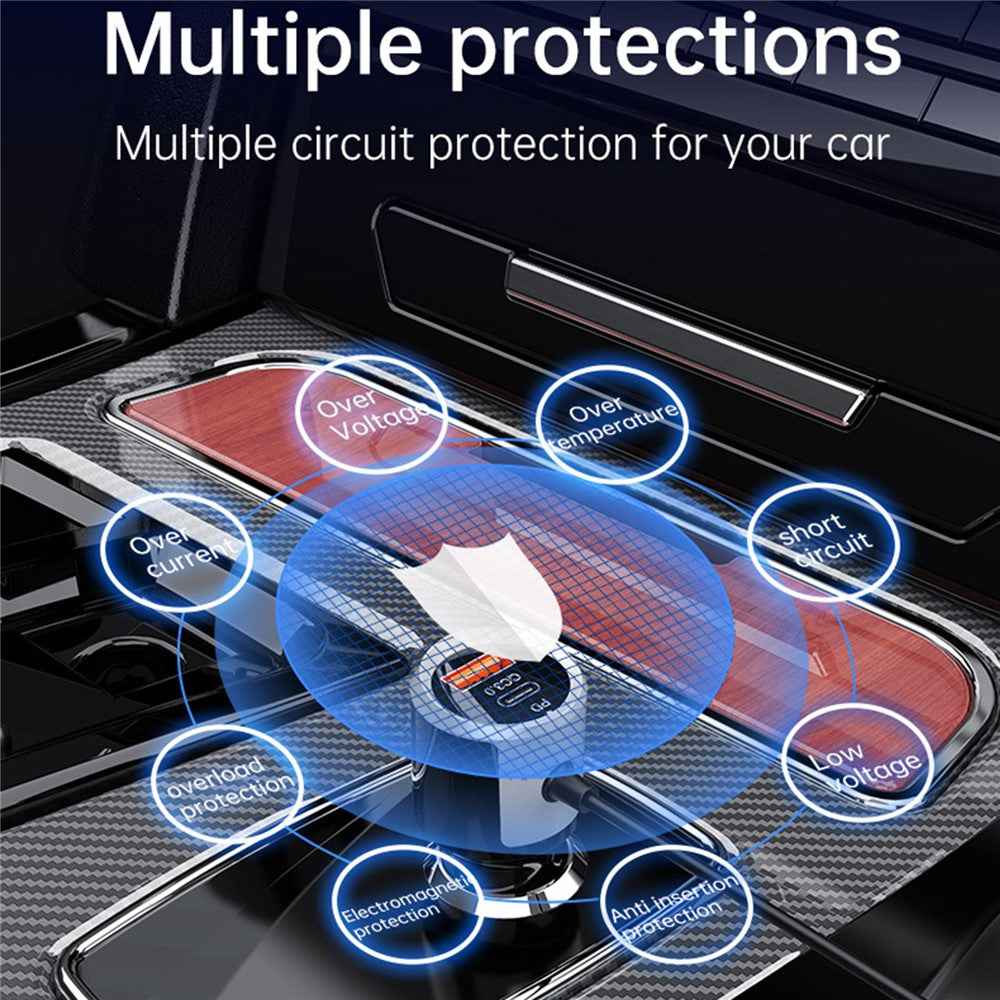 Bluetooth-compatible Car FM Transmitter Audio Adapter Receiver PD & QC3.0 Bluetooth-compatible Car Adapter Colorful LED Backlit