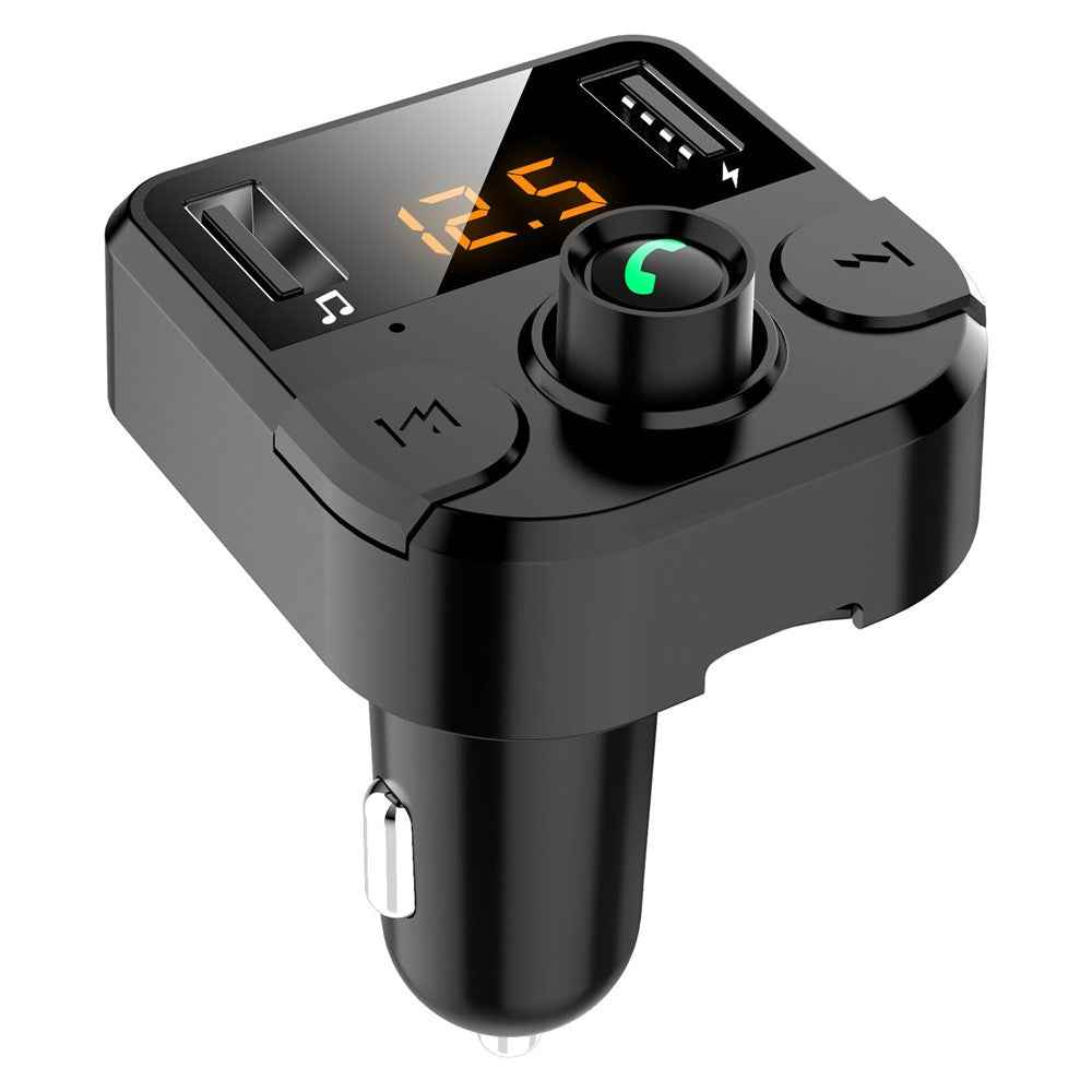 BT36B Dual USB Car Charger with FM Transmitter Bluetooth-compatible Hands-free FM Modulator Car Phone Charger - Black