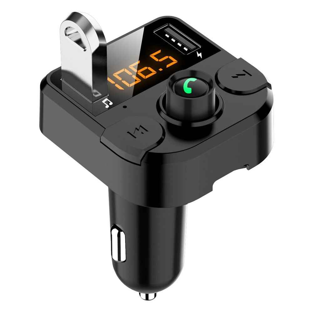 BT36B Dual USB Car Charger with FM Transmitter Bluetooth-compatible Hands-free FM Modulator Car Phone Charger - Black