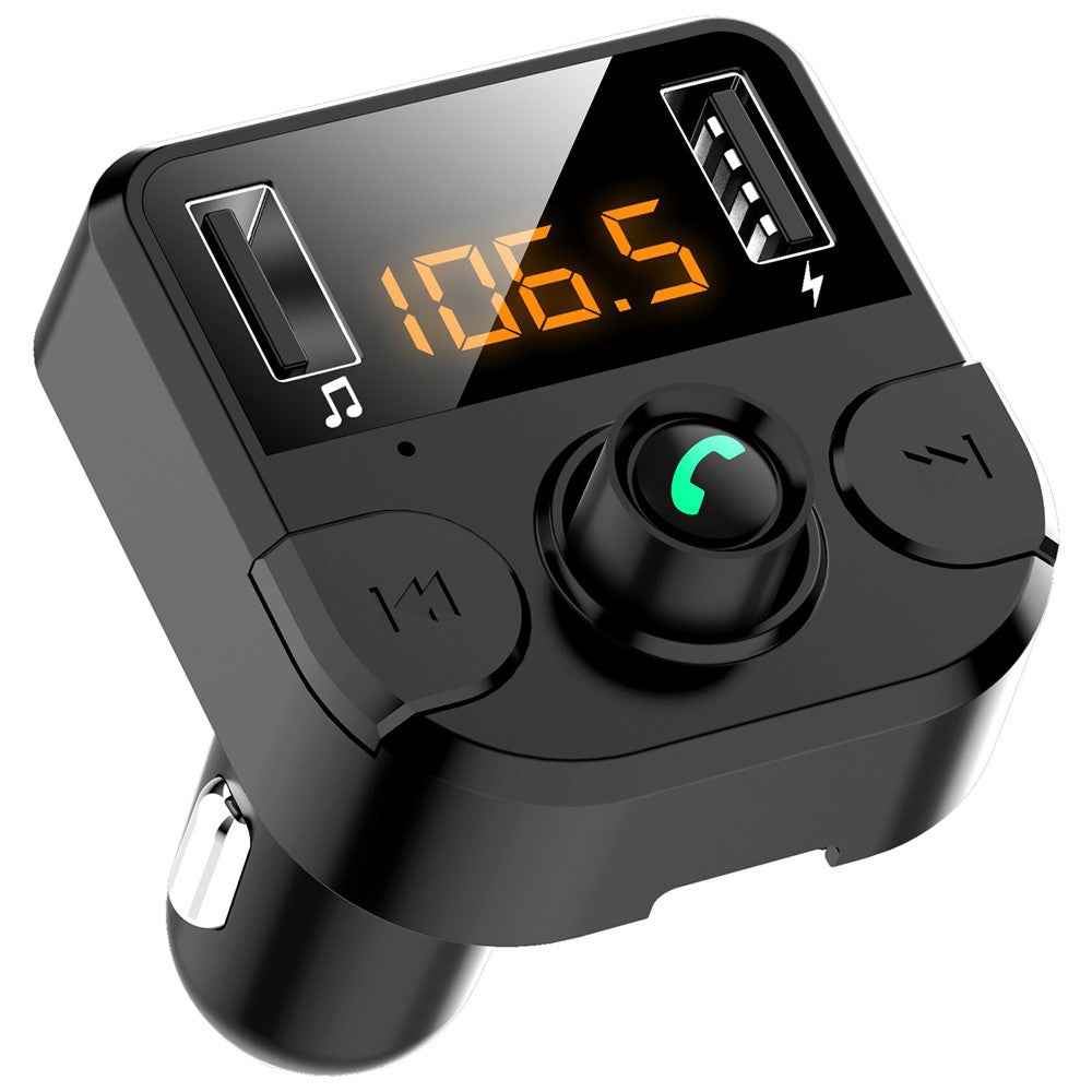 BT36B Dual USB Car Charger with FM Transmitter Bluetooth-compatible Hands-free FM Modulator Car Phone Charger - Black