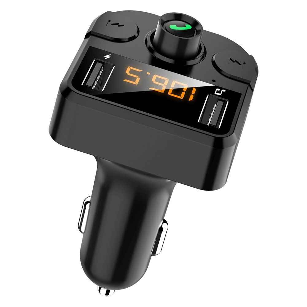 BT36B Dual USB Car Charger with FM Transmitter Bluetooth-compatible Hands-free FM Modulator Car Phone Charger - Black