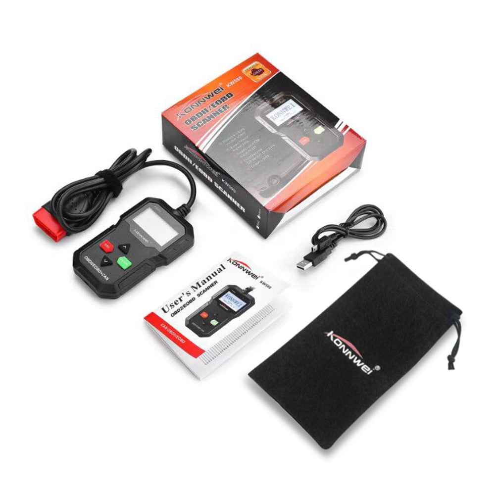 KONNWEI KW590 OBD2 Vehicle Code Reader CAN BUS Engine Code Reader - Black
