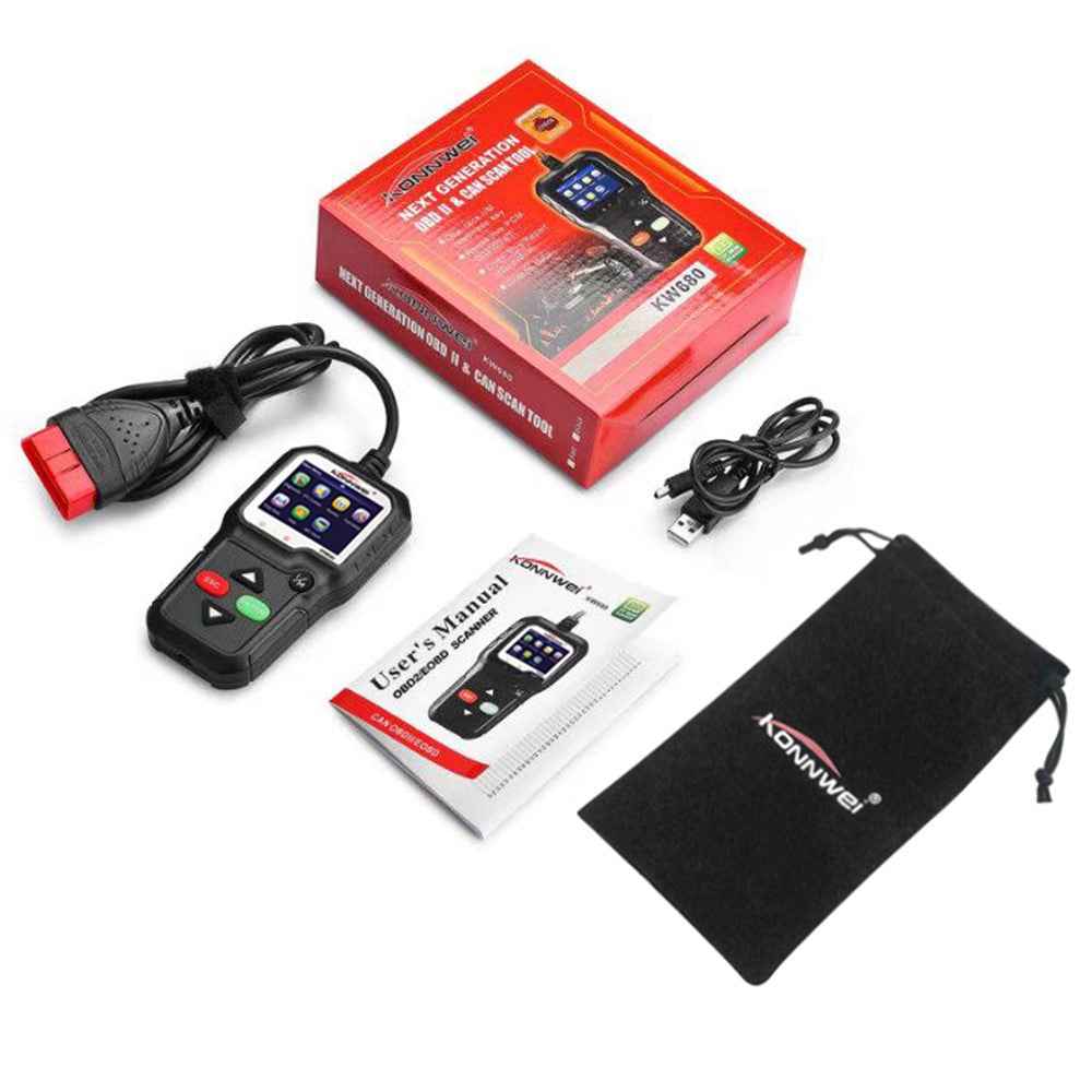 KONNWEI KW680 OBDII/EOBD Scanner OBD2 CAN Bus Code Reader - Black