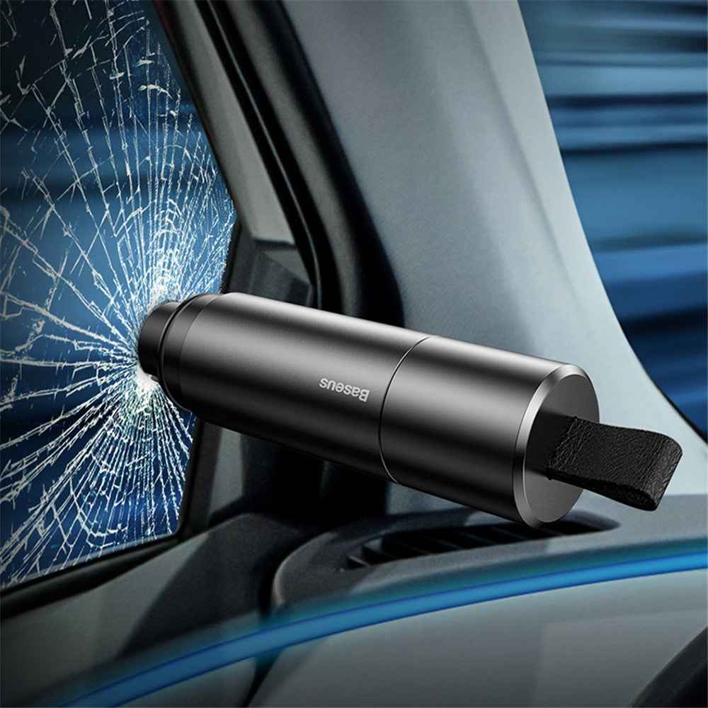 BASEUS Sharp Tool Safety Hammer with Broken Window + Cut Seat Belt Function - Dark Grey