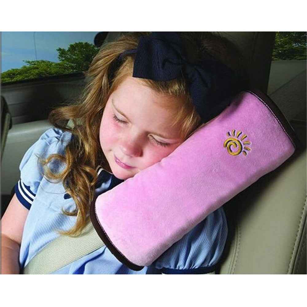 Comfortable Suede Shoulder Pad Car Seat Belt Cushion for Kids Children - Pink