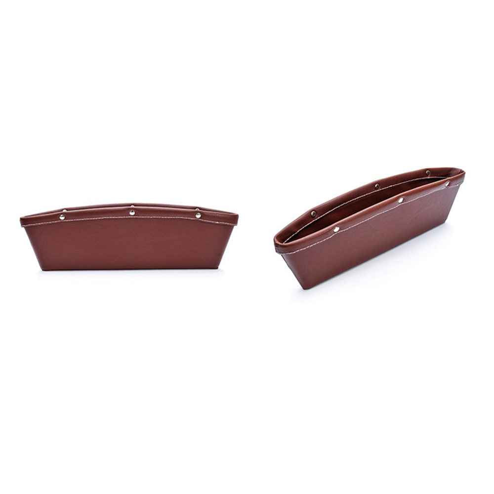 2Pcs/Set PU Leather Car Seat Side Gap Storage Bag for Wallet, Phones, Maps, Cash etc. - Coffee