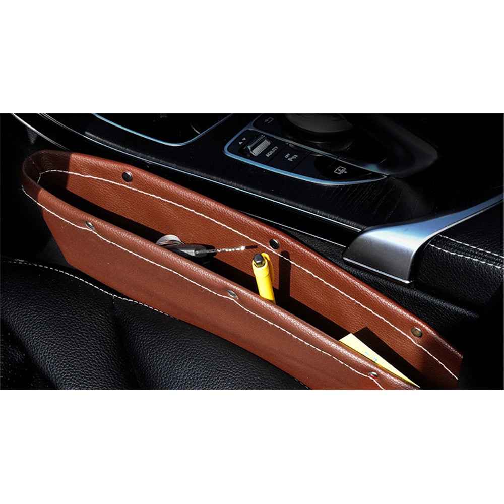 2Pcs/Set Car Seat Organizer Side Gap Storage Pocket for Wallet, Phones, Maps, Cash etc. - Brown