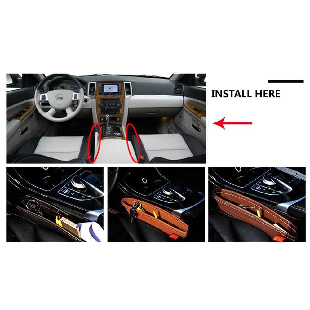 2Pcs/Set Car Seat Organizer Side Gap Storage Pocket for Wallet, Phones, Maps, Cash etc. - Brown
