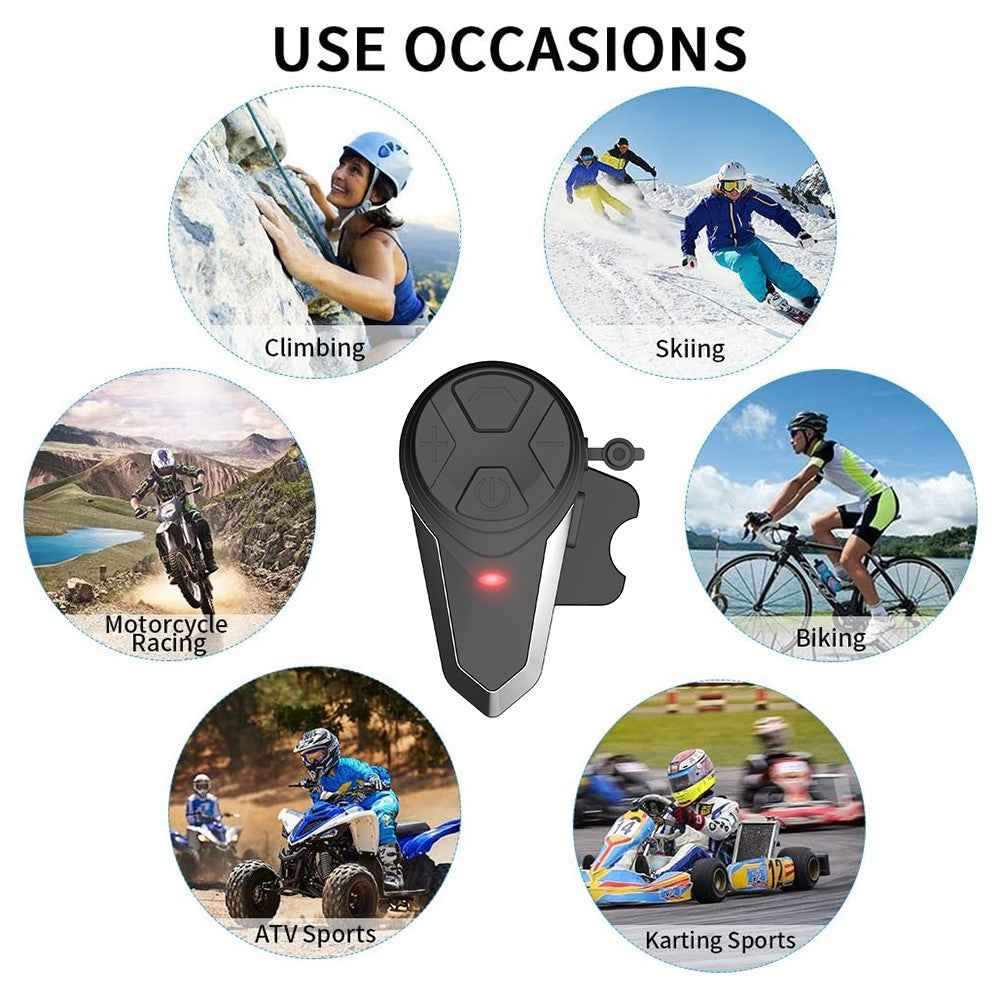 BT-S3 Waterproof IPX6 Motorcycle Helmet Bluetooth-compatible Headphone 1000m Interphone Hands-free Call Headset with FM Function