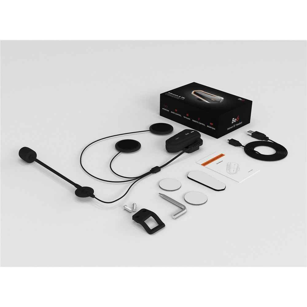 Motorcycle Helmet Bluetooth-compatible Headset Intercom with FM Radio Motorbike Walkie Talkie - All Black