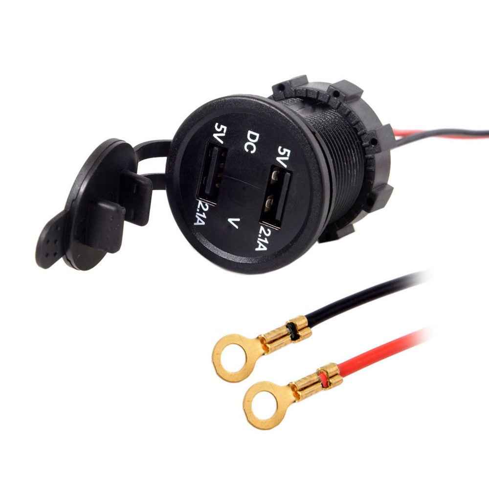 Motorcycle Waterproof Dual USB Adapter Electric Bicycle Handlebar Port Socket for Phone GPS MP4