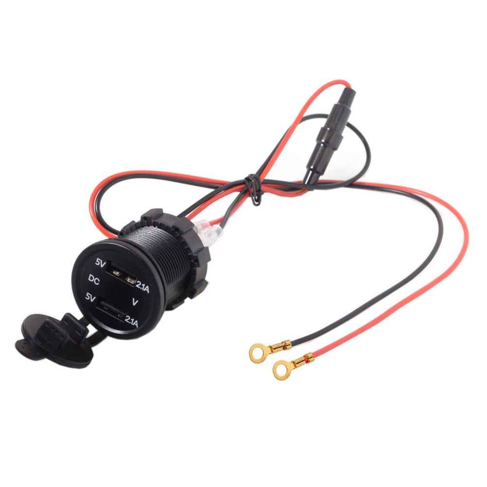 Motorcycle Waterproof Dual USB Adapter Electric Bicycle Handlebar Port Socket for Phone GPS MP4