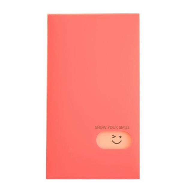 Smiley Face Pattern Portable Business Card Book Card Holder Small Card storage Book Card Sticker Collection Ticket Collection (Red)