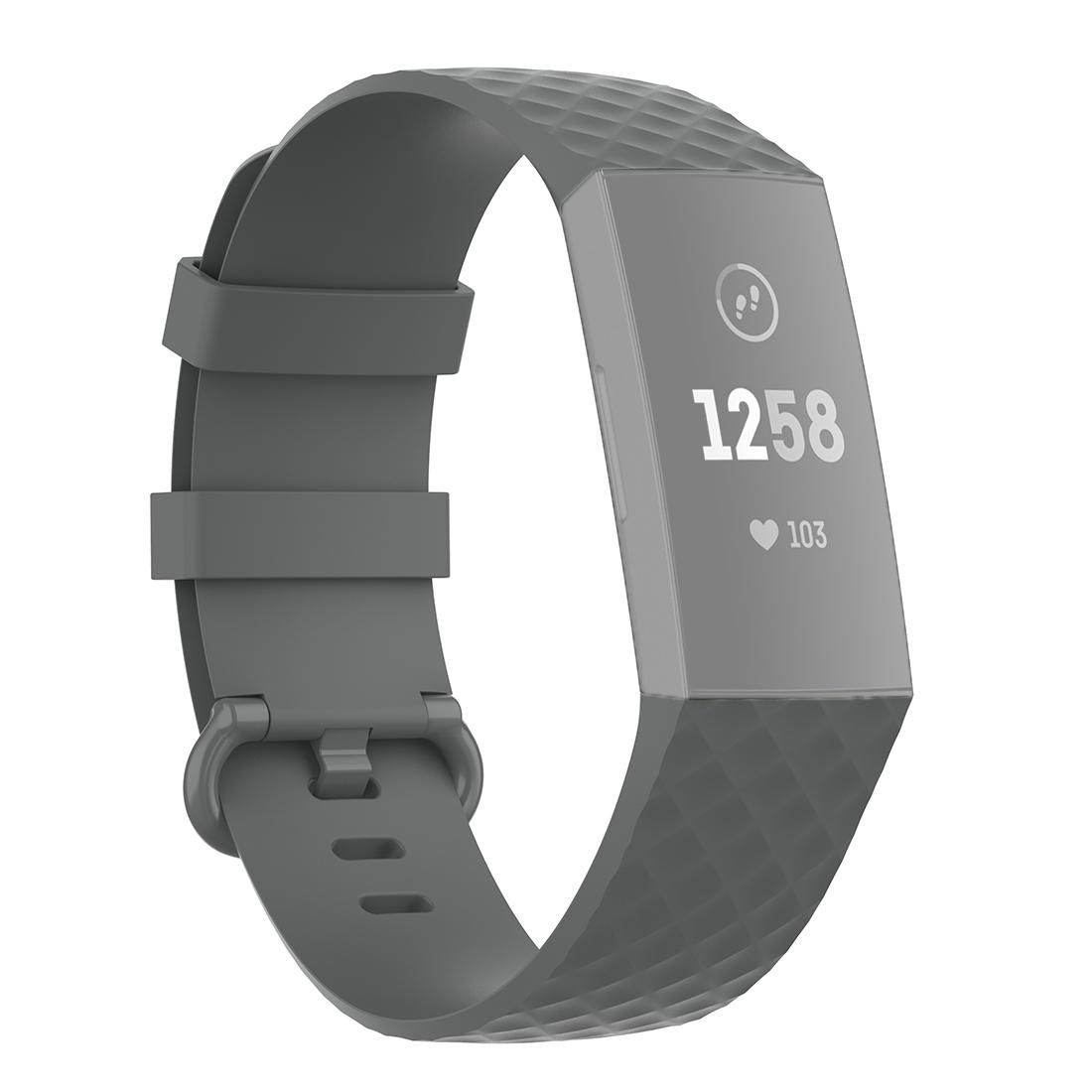 Color Buckle TPU Wrist Strap Watch Band for Fitbit Charge 4 / Charge 3 / Charge 3 SE, Size: L (Gray)