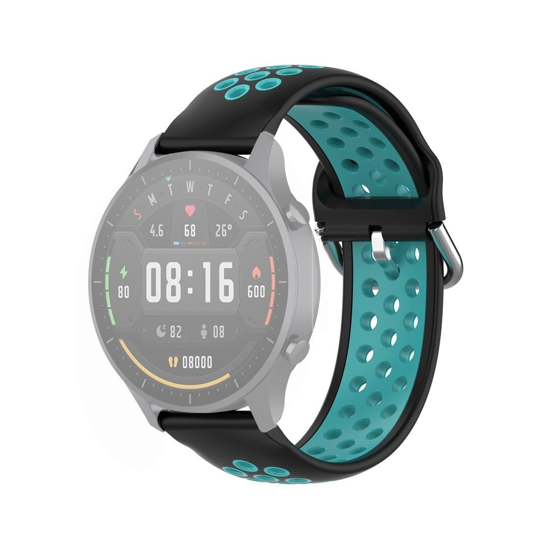 For Xiaomi Watch Color 22mm Clasp Two Color Sport Wrist Strap Watchband (Black + Mint Green)