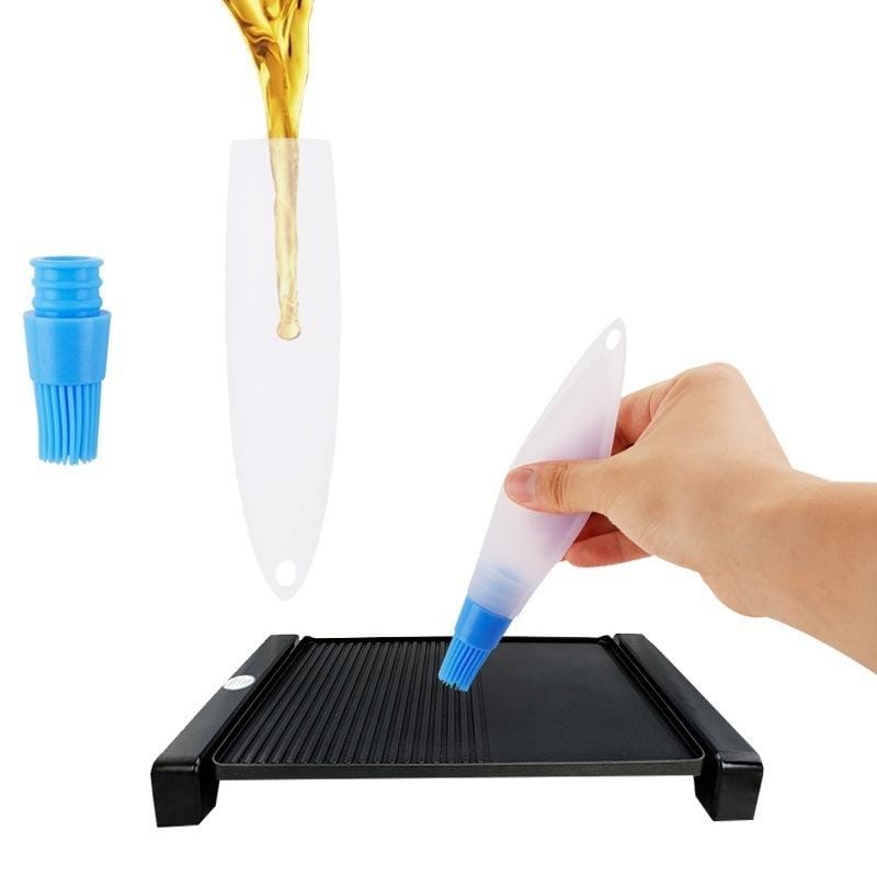 6 PCS Thickened High Temperature Resistant Oil Control Silicone Brush With Oil Pot Baking Barbecue Brush Utensils Random Color Delivery