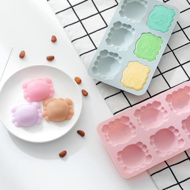 6 PCS 3D Crab Silicone Fondant Cake Mold Chocolate Pudding Ice Cube Mold (Blue)