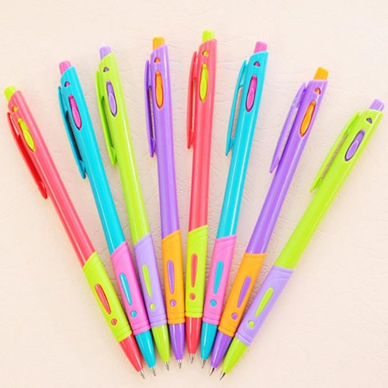 48 PCS Creative Candy Color Ballpoint Pen Colorful Press Ball Pens Office Stationery School Supplies (Blue)