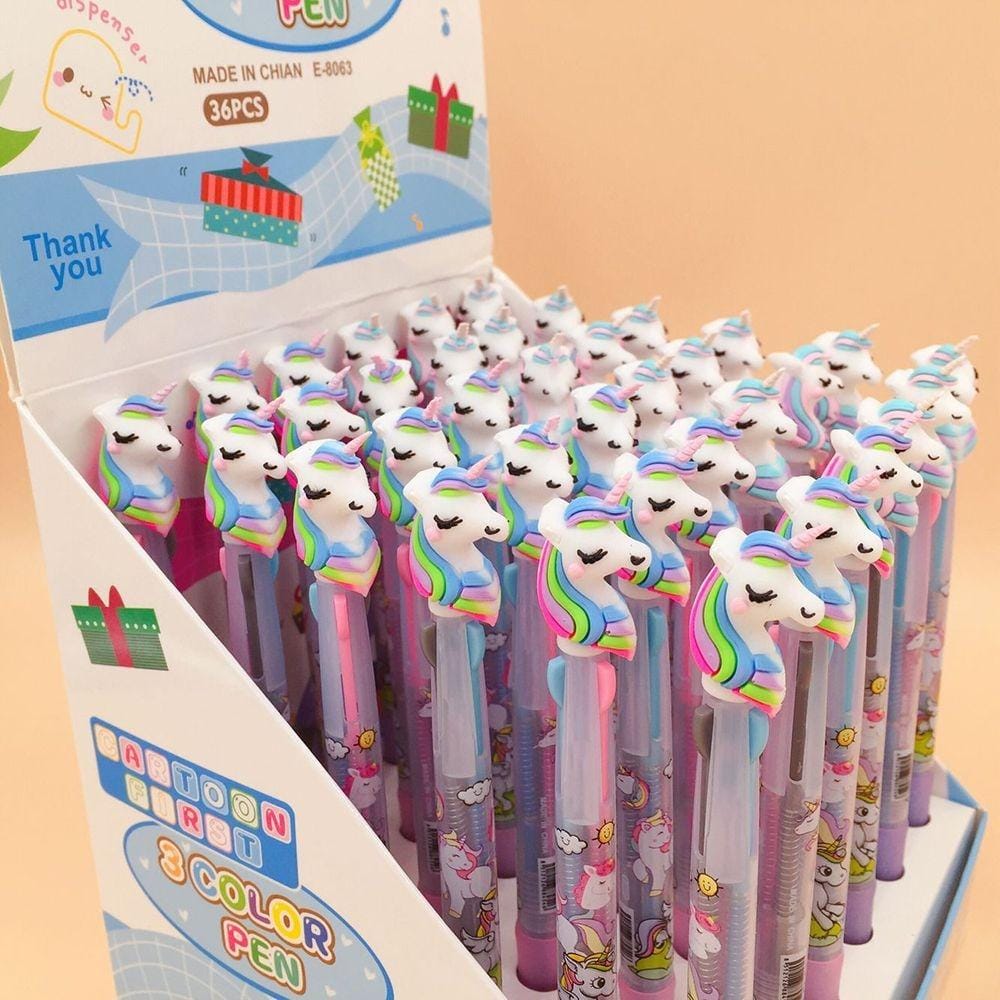 2 PCS Cute Unicorn Shape Silica Rainbow Ballpoint Pen