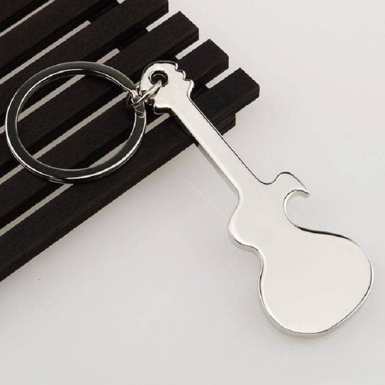 Creative Music Guitar Bottle Opener Multifunction keychain Pendant (Silver)