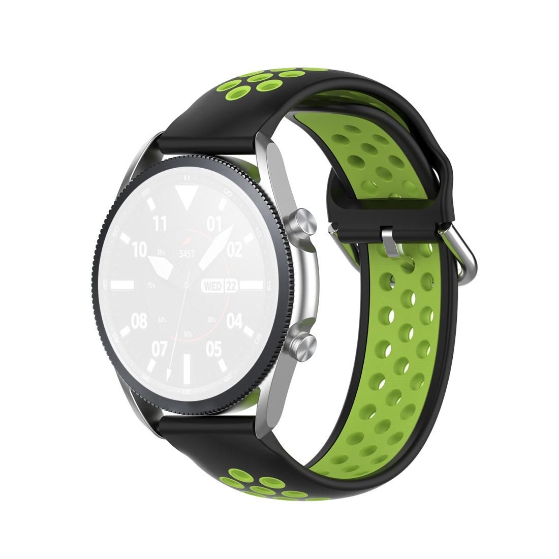 For Galaxy Watch 3 45mm Silicone Sports Two-tone Strap, Size: 22mm (Black Lime)