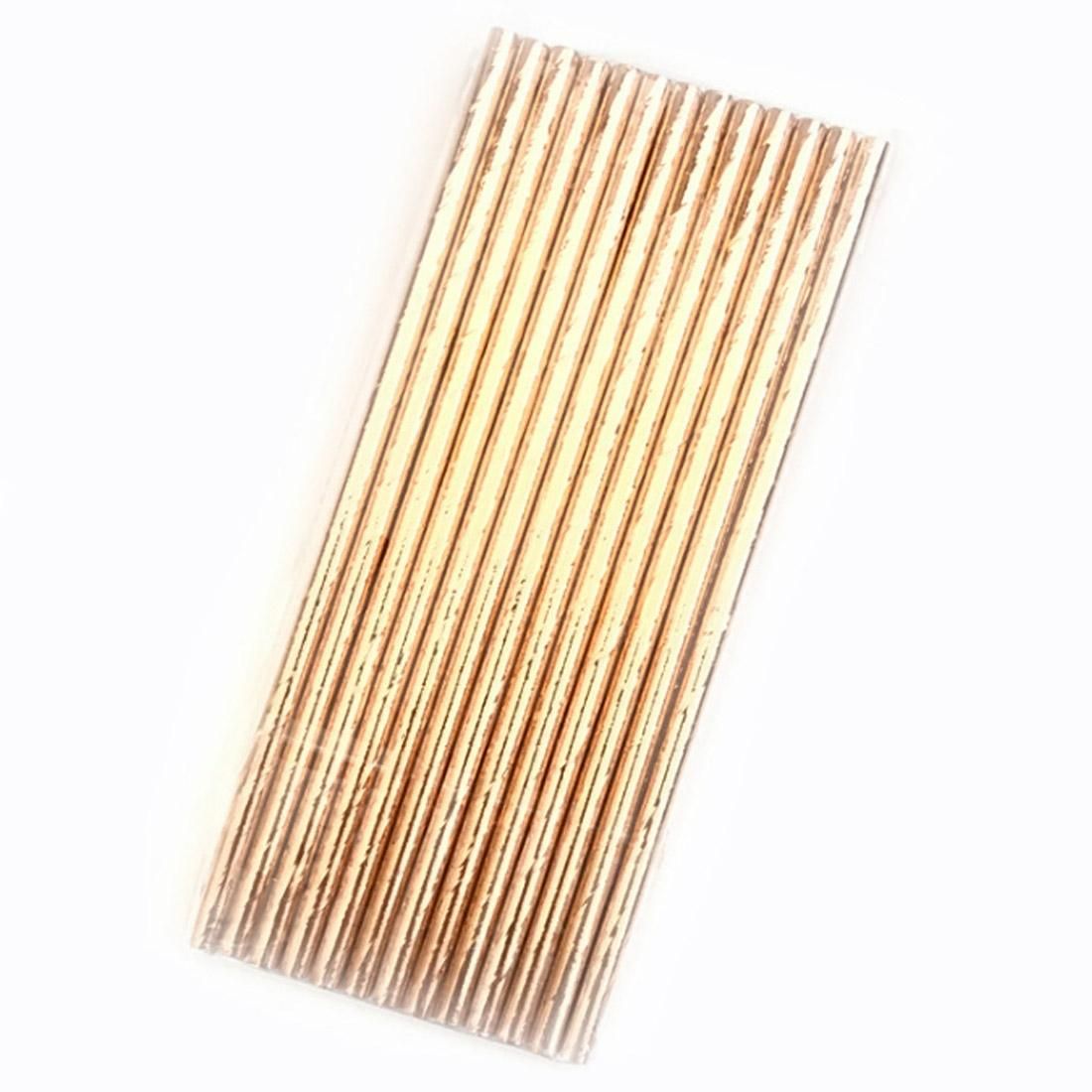 50 PCS Degradable Color Environmental Protection Striped Paper Straw Disposable Kraft Paper Straw (Gold)