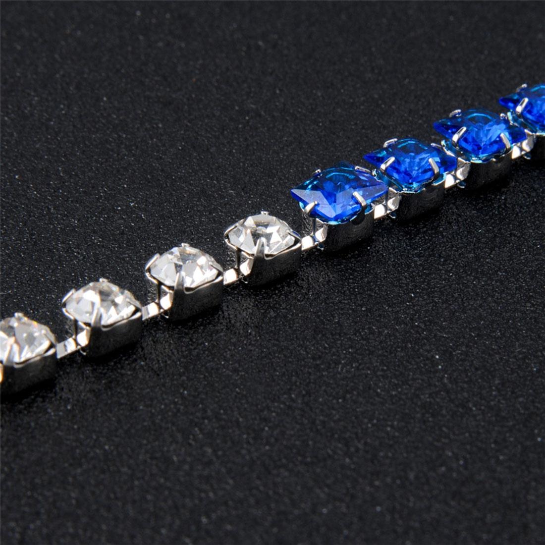Classic Blue Crystal Rhinestone Bracelet for Female, Chain Length: 20.5cm