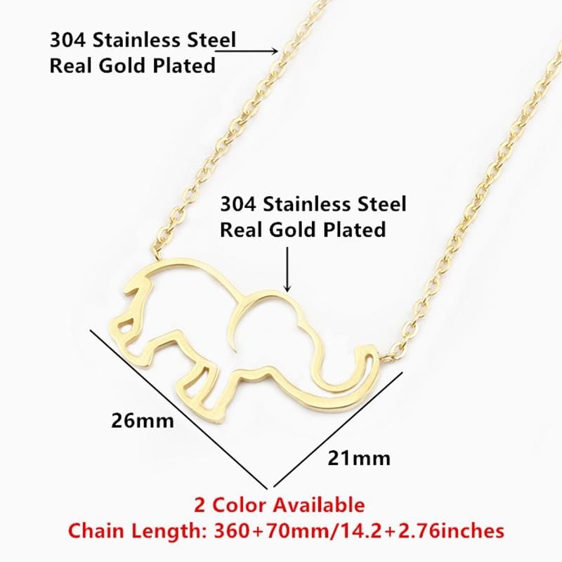 3 PCS Women Stainless Steel Origami Elephant Pendant Necklaces (Gold-color)