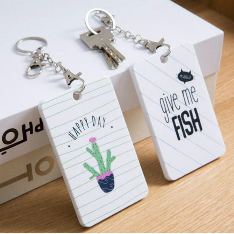 2 PCS Cute Cartoon Document Set Key Chain Bus Meal Card Protective Cover ID Card Set (Cactus C)