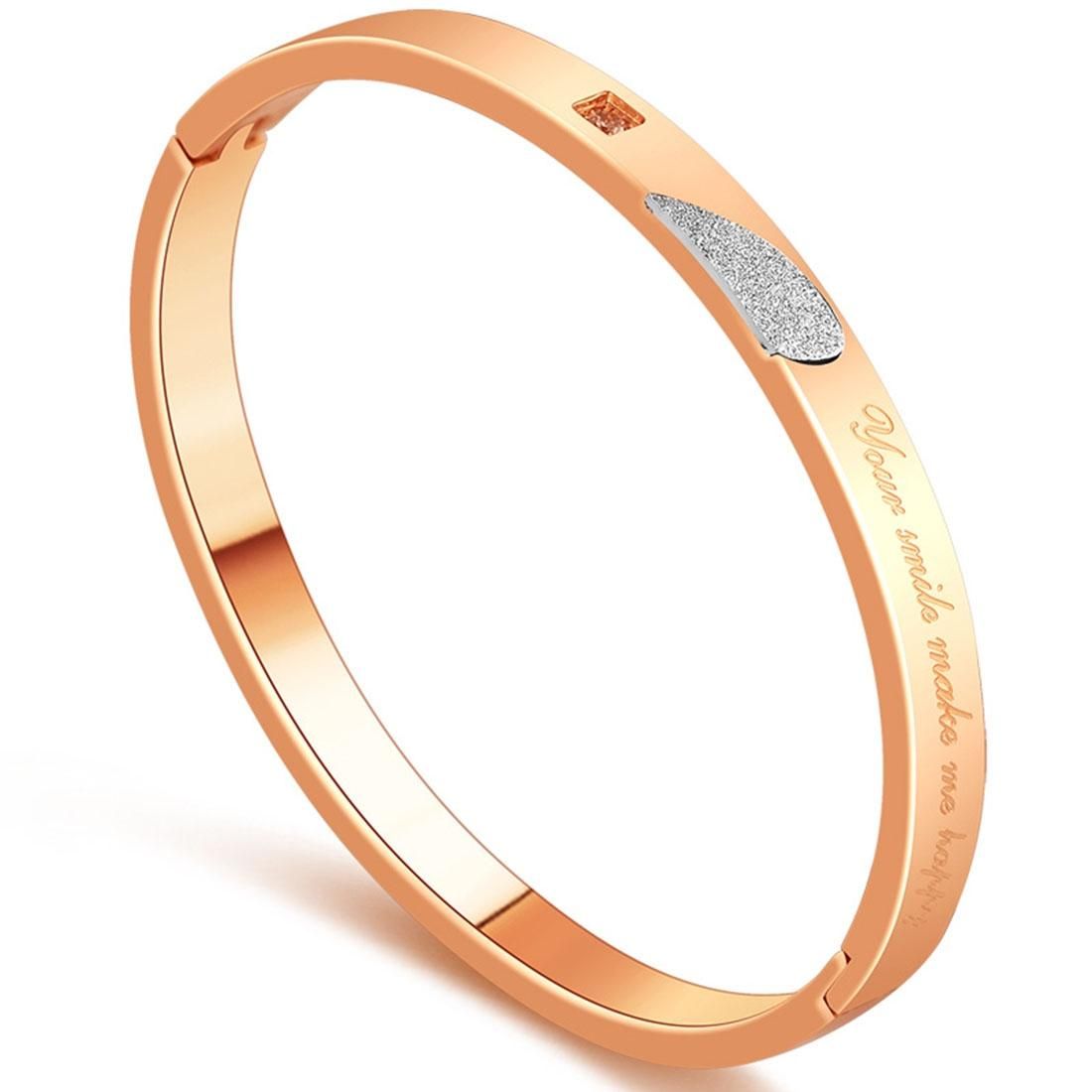 Original Personality Women Jewelry Peach Heart Couple Bracelet High-end Titanium Steel Bracelet, Size: 52*55mm (Rose Gold)