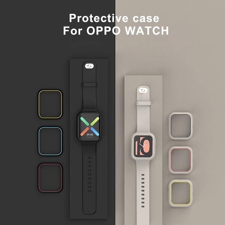 For OPPO Watch 46mm Smart Watch TPU Protective Case, Color:Black+White Luminous Green