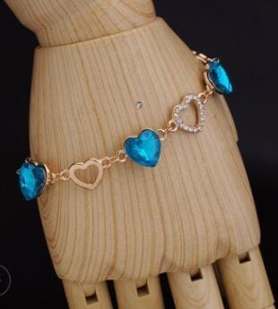 Romantic Heart Crystal Charm Bracelets for Women (Sky Blue)