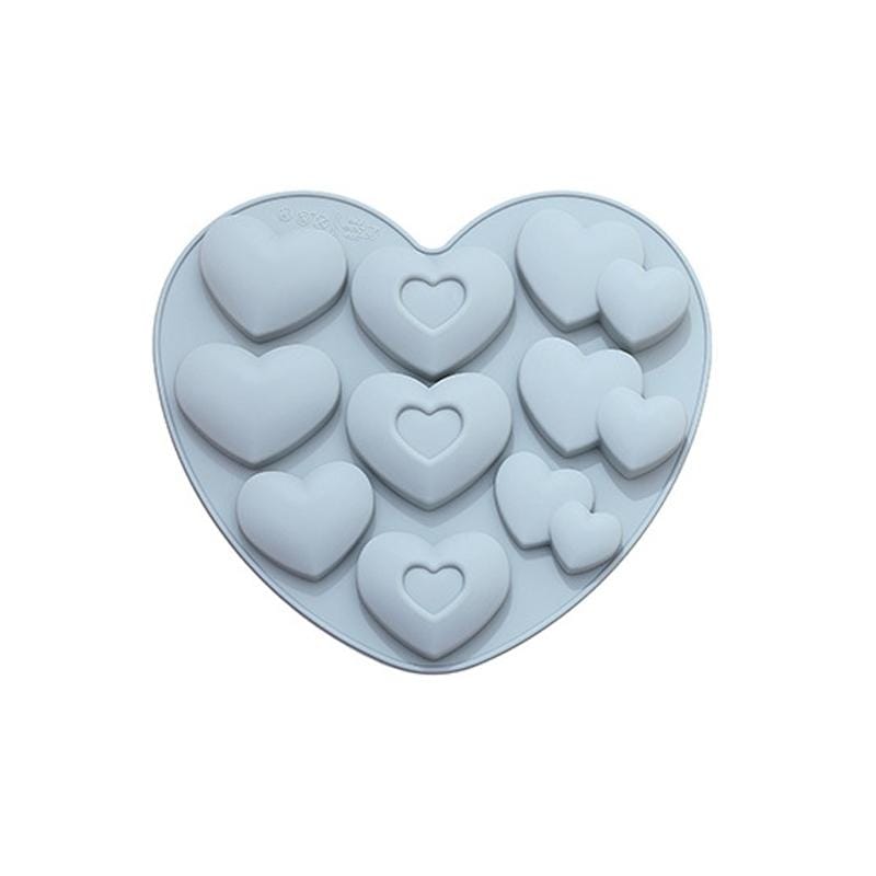 6 PCS Home Heart Shaped Jelly  Ice Cream Molds Love Heart Pancake Pudding Cake Cartoon Silicone Molds (Blue)