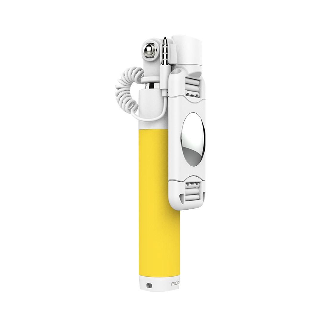 ROCK Mini Wire Controlled Monopod Folding Extendable Handheld Pocket Holder Selfie Stick, For iPhone, Samsung, HTC, LG, Sony, Huawei, Lenovo, Xiaomi and other Smartphones (Yellow)